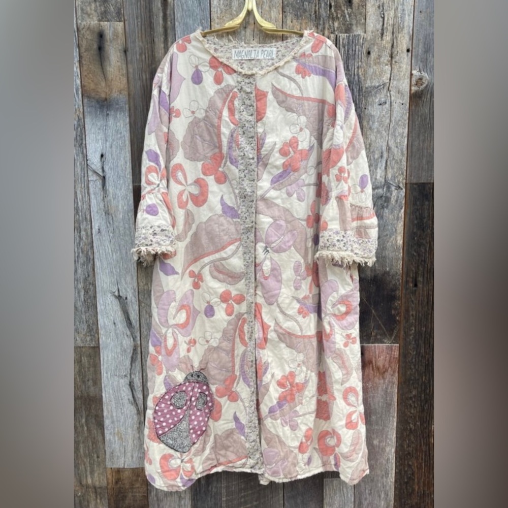 Magnolia Pearl Rainbow Vision Cotton Double Sided Coat / Kimono one Size NWT - Picture 5 of 12